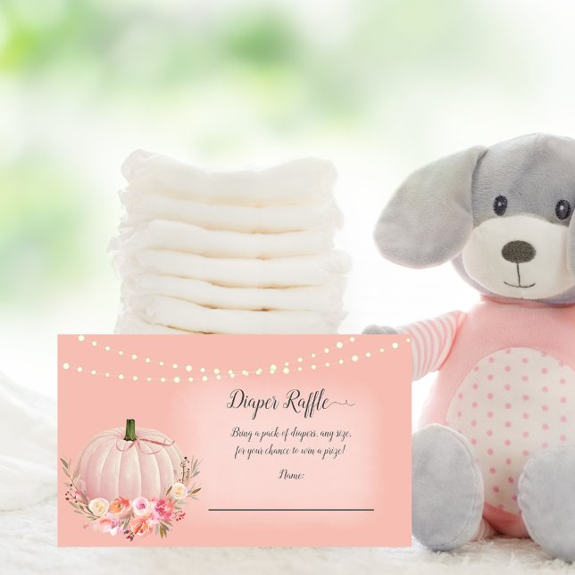 Elegante Pumpkin Baby Diaper Raffle Rose Gold Begleitkarte (Von Creator hochgeladen)