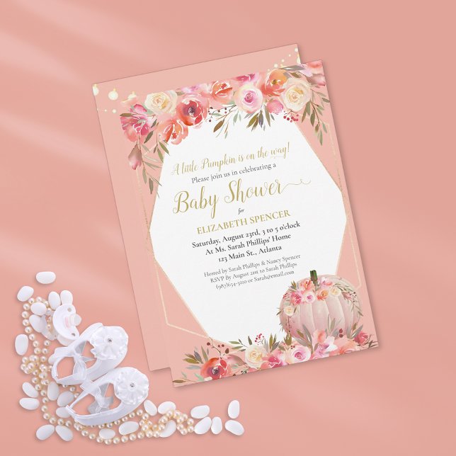 Elegante Pumpkin Baby Shower Rose Gold Einladung (Von Creator hochgeladen)