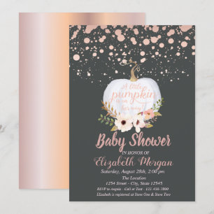 Elegante Pumpkin, Blütendusche, Rose Gold Baby Sho Einladung
