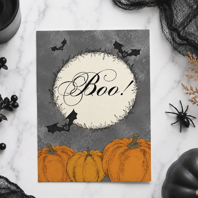 Elegante Pumpkins und Fledermäuse Karte (Elegant Pumpkins and Bats Card)