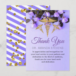 Elegante Purple Flowers Doktor Danke Karte