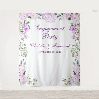 Elegante Purple Flowers Engagement Party Wandteppich