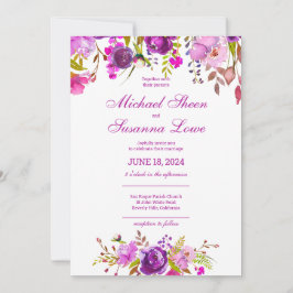 Elegante Purple Flowers Hochzeit Einladung