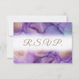 Elegante Purple Flowers QR Code Wedding RSVP Card