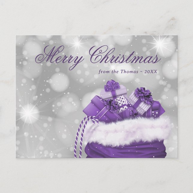 Elégante Purple Joyeux Noël Carte postale (Devant)