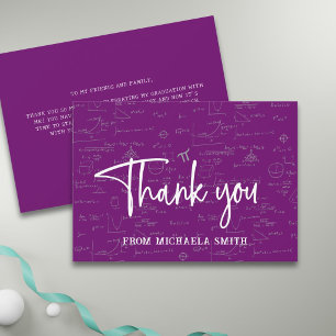 Elegante Purple-Script-Typografie Mathe-Abschluss Dankeskarte