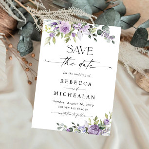 Elegante purpurfarbene florale Hochzeit - Heiratsa Einladung