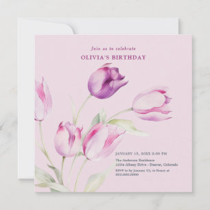 Elegante purpurfarbene Tulpen Einladung