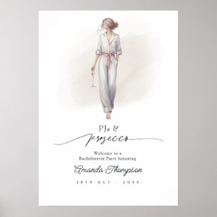 Elegante Pyjamas und Prosecco-Junggesellinnen-Absc Poster