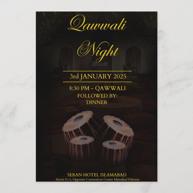 Elegante Qawwali Night Invitation Card Programm (Vorderseite)
