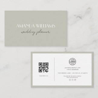 Elegante QR Code Card Social Matcha Business Card Visitenkarte