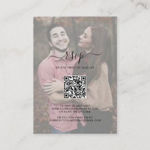 Elegante QR Code Foto Wedding Mini RSVP Card Mitteilungskarte