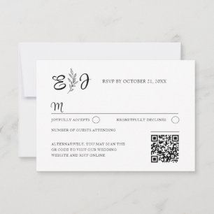 Elegante QR-Code-Klassiker-Monogramm-RSVP-Hochzeit RSVP Karte
