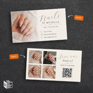 Elegante QR-Code-Nagelstylistin mit individuellem  Visitenkarte
