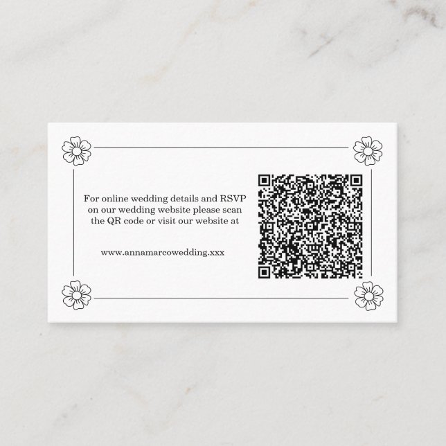 Elegante QR Code RSVP-Karte Visitenkarte (Vorderseite)