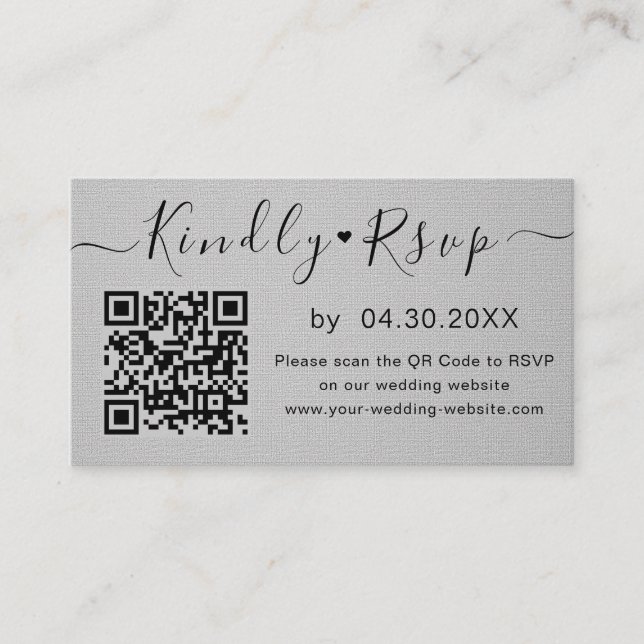 Elegante QR Code UAWG Chic Minimal Wedding Website Begleitkarte (Vorderseite)