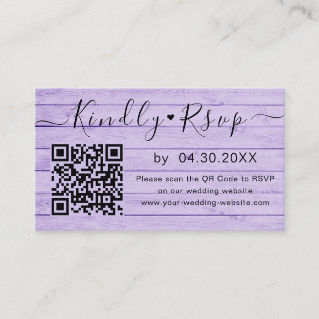 Elegante QR Code UAWG Chic Minimal Wedding Website Begleitkarte (Vorderseite)