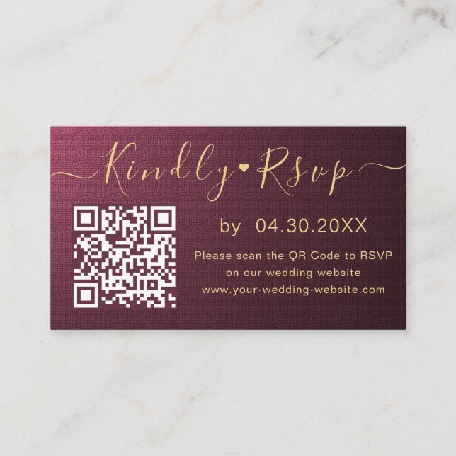 Elegante QR Code UAWG Chic Minimal Wedding Website Begleitkarte (Vorderseite)