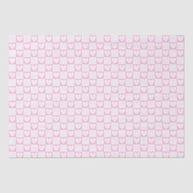 Elegante Quadrate von sehr weichen rosa Herzen Seidenpapier (Vorderseite)