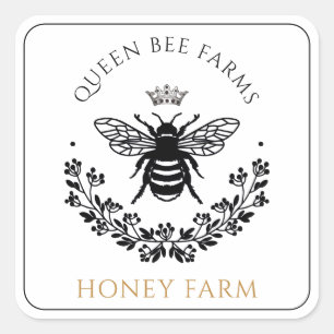 Elegante Queen Honey Bee Product Labels Quadratischer Aufkleber