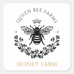 Elegante Queen Honey Bee Product Labels Quadratischer Aufkleber