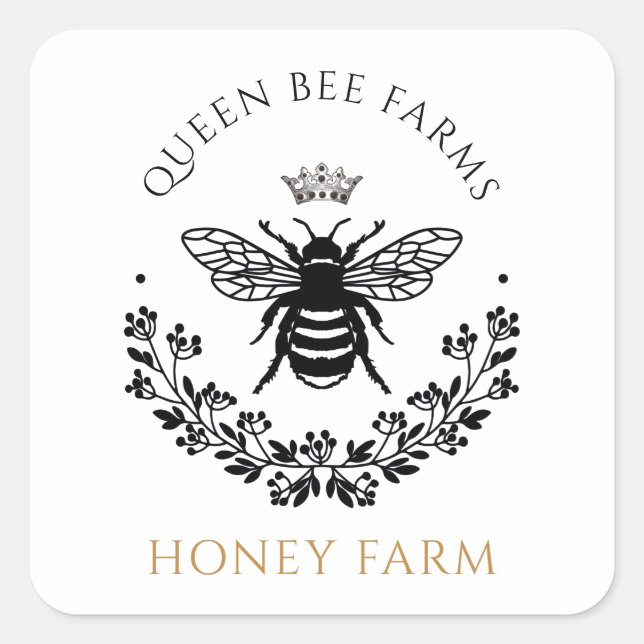 Elegante Queen Honey Bee Product Labels Quadratischer Aufkleber (Vorderseite)