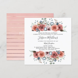 Elegante Quinceanera, Blush und duftige blaue Blüt Einladung