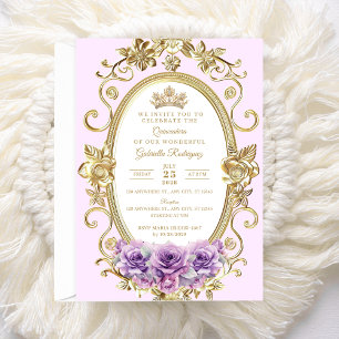 Elegante Quinceañera-Einladung Florale Flieder Z6 Einladung