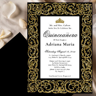 Elegante Quinceanera-Einladung mit goldener Orname Einladung