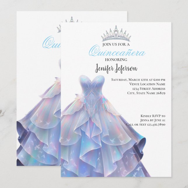 Elégante Quinceanera Invitation (Devant / Derrière)