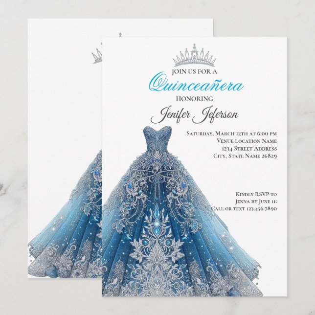 Elégante Quinceanera Invitation (Devant / Derrière)