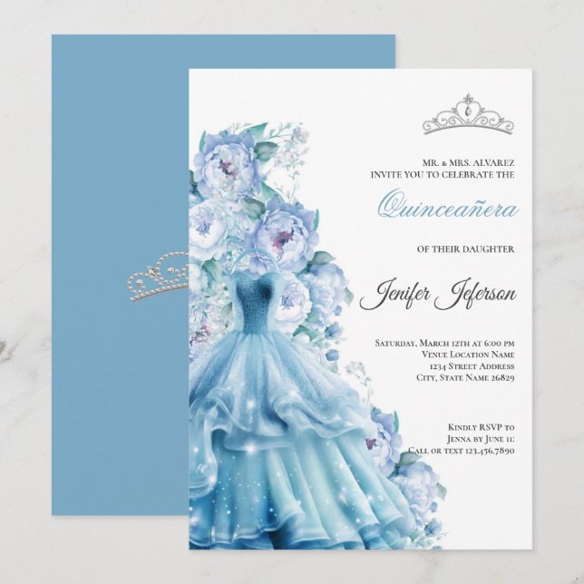 Elégante Quinceanera Invitation (Devant / Derrière)