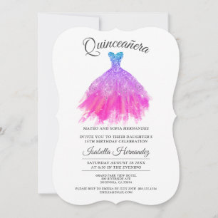 Elegante Quinceanera Mis Quince Aquamarines Rotes Einladung