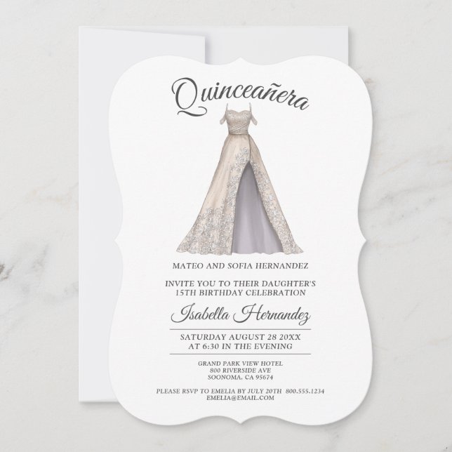 Elegante Quinceanera Mis Quince Glitzer Party Einladung (Vorderseite)