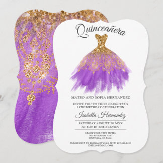 Elegante Quinceanera Mis Quince Orchid Glitzer Einladung