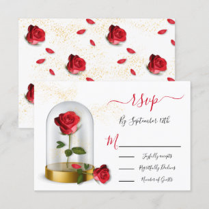 Elégante Quinceañera Red Rose cartes de réponse RS