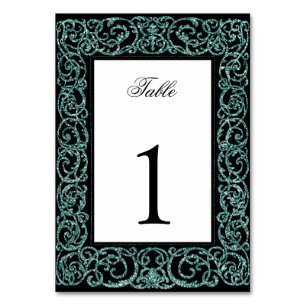 Elegante Quinceanera-Tischnummer Teal-Ornamentik Tischnummer