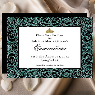 Elegante Quinceanera Türkis-Rocken Save The Date