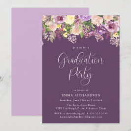Elegante Radiant Lila Floral Graduation Party Einladung