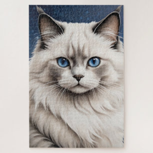 Elegante Ragdoll Cat Portrait Artwork Blue Eyes
