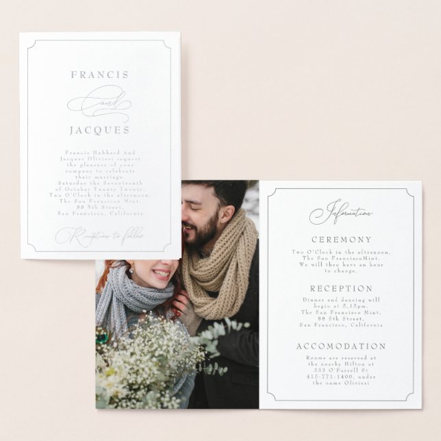 elegante Rahmen Hochzeitseinladung (PORTRAIT) Folienkarte (Anzeige)