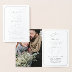 elegante Rahmenhochzeitseinladung (PORTRÄT) Folienkarte