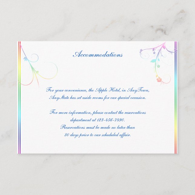 Elegante Rainbow Floral Gay Wedding Insert (Vorderseite)