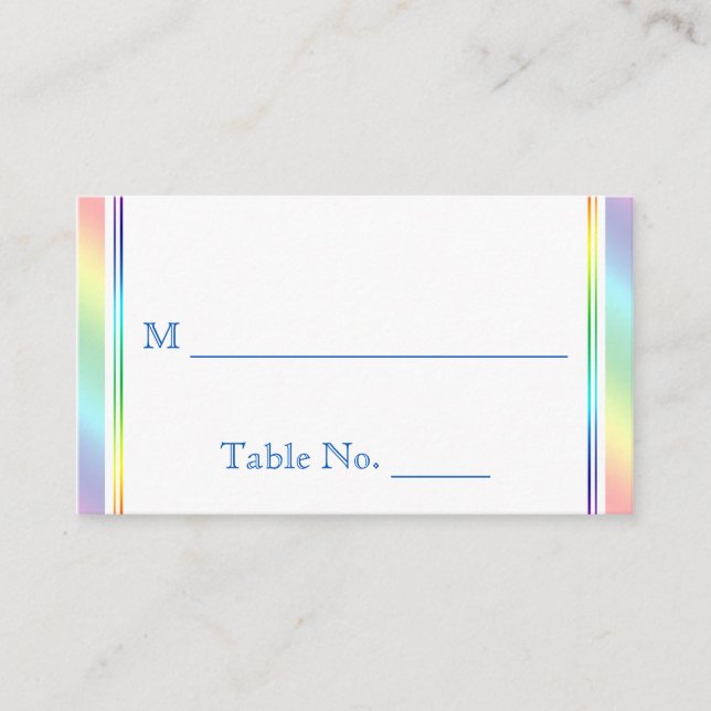 Elegante Rainbow Floral Gay Wedding Platzkarten (Vorderseite)