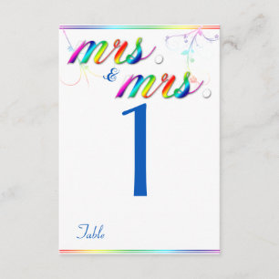 Elegante Rainbow Floral Gay Wedding Tischnummer