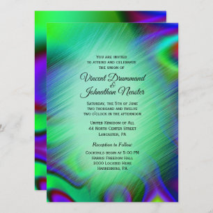 Elégante Rainbow Green Wedding Invitations