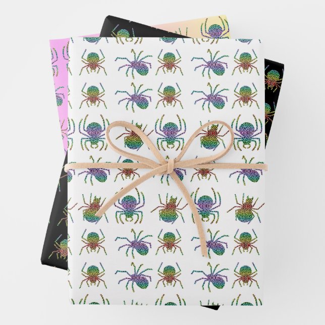 Elegante Rainbow Leopard Print Spider Silhouette Geschenkpapier Set (Beispiel)