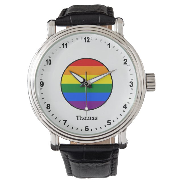 Elegante Rainbow Watch & Rainbow Pride Farben Armbanduhr (Vorderseite)