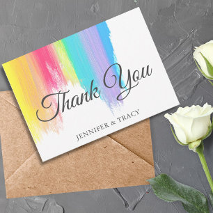 Elegante Rainbow Watercolor Farbenfrohe LGBTQ Hoch Dankeskarte