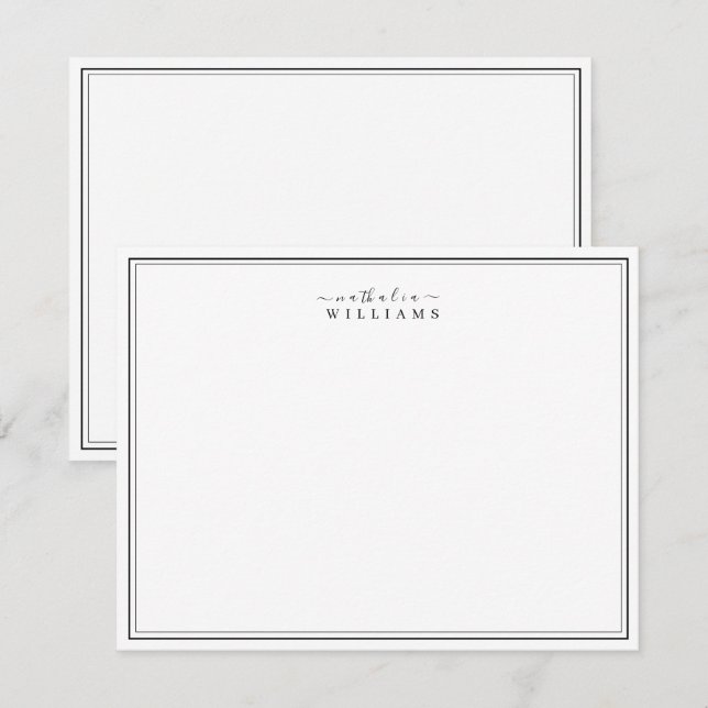 Elegante Ränder minimalistisches personalisiertes  Mitteilungskarte (Vorne/Hinten)